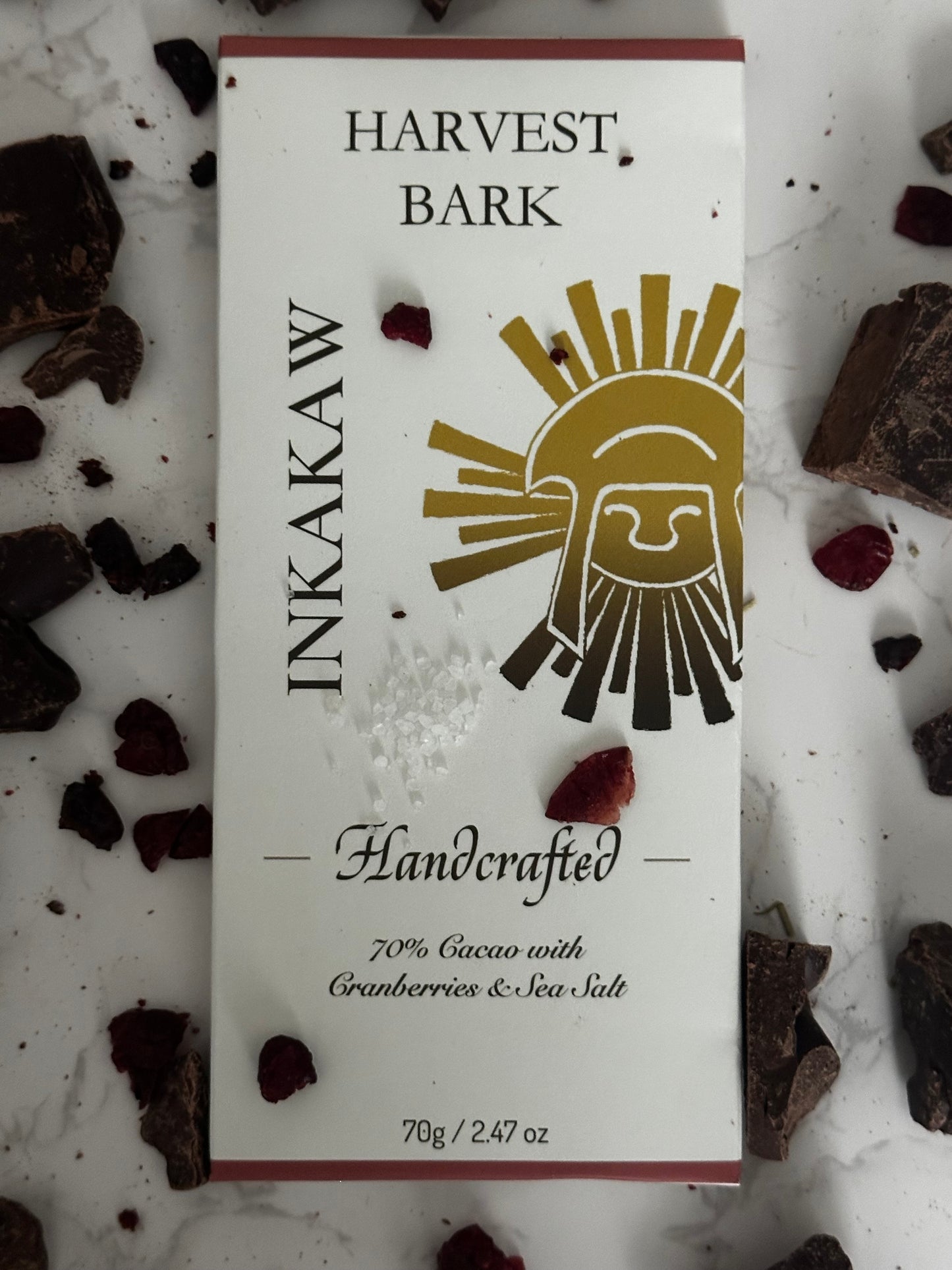 Handcrafted 70% Cranberry & Sea Salt Chocolate Bar